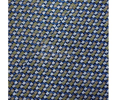 Natural silk in coupons, "Squares", blue color