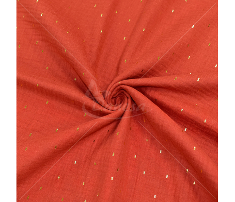 Double muslin fabric with gold dots