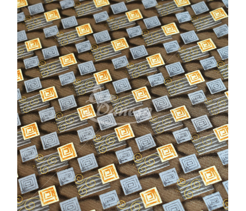 Natural silk in coupons, "Squares", brown color