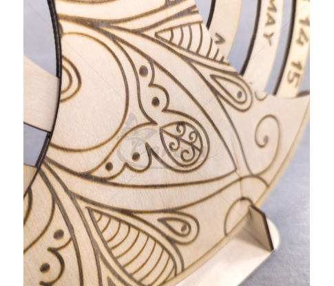 Wooden Calendar Clock "Flowers"