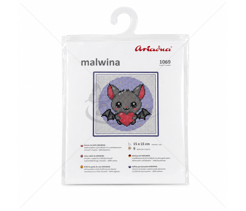Embroidery Kit “Bat with a Heart” with Threads, 15 × 15 cm