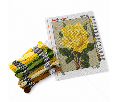Embroidery Kit “Yellow Flower” with Threads, 15 × 20 cm