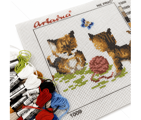 Embroidery Kit “Two Kittens” with Threads, 15 × 15 cm