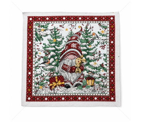 Tapestry Panel “Christmas Gnome in a Winter Forest”, 48 × 48 cm
