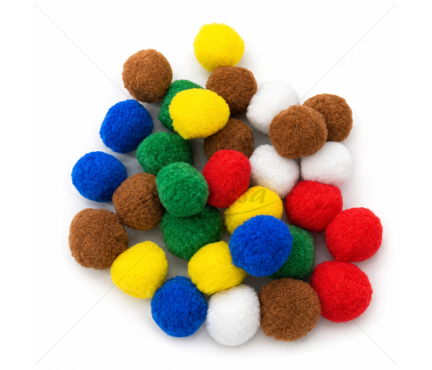 Spalvoti pom pom burbulai, 50 mm, 30 vnt.