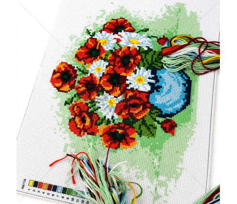 Cross Stitch Kit “Flowers in a Vase” 21 × 29.5 cm