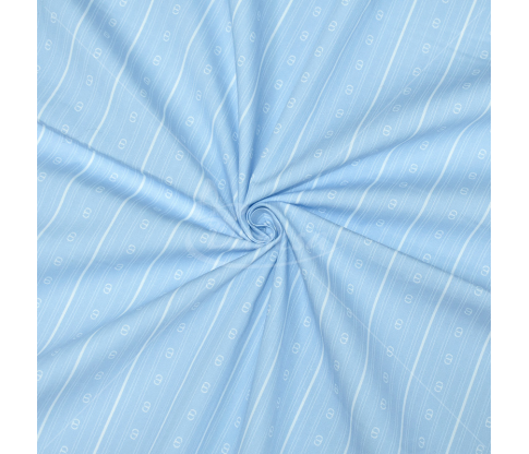 Striped cotton fabric, light blue color