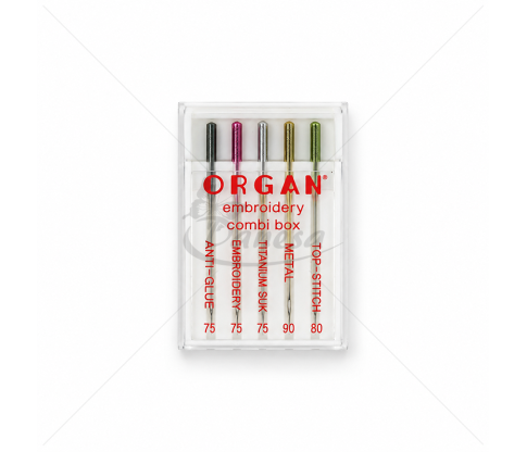 ORGAN Embroidery Combi Box Needle Set for Embroidery Machines, 5 pcs
