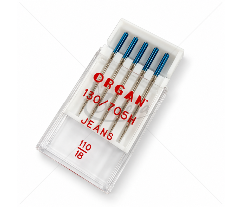 ORGAN 130/705H JEANS Needles for Domestic Sewing Machines, 110/18