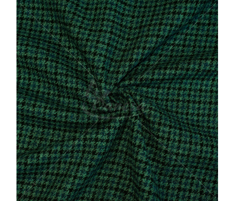 Suit fabric, checkered, dark green color