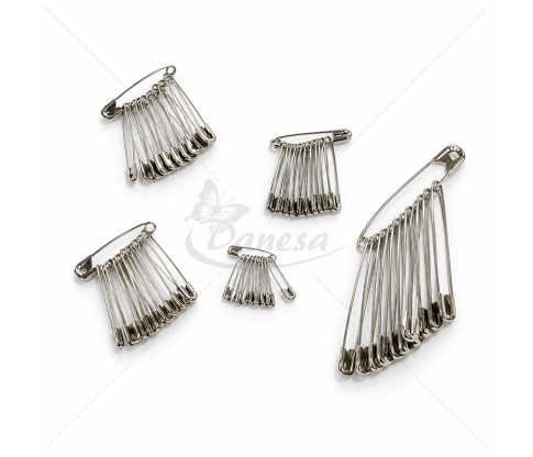 Silver Safety Pins, Various Sizes – 12 pcs