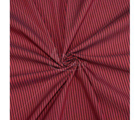 Striped cotton fabric, red color
