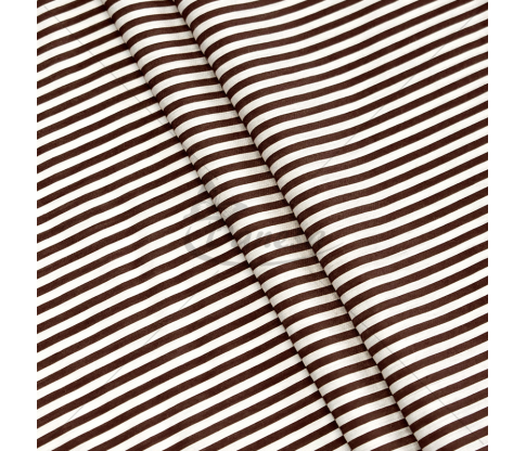 Striped cotton fabric, white and brown color