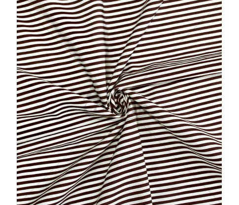 Striped cotton fabric, white and brown color