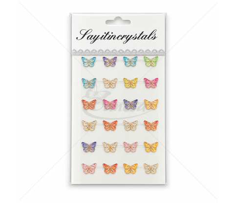 Adhesive Multicolored Butterflies, 24 pcs.