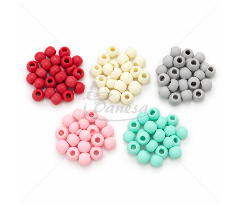 Plastikiniai karoliukai su didele skylute, 12 mm