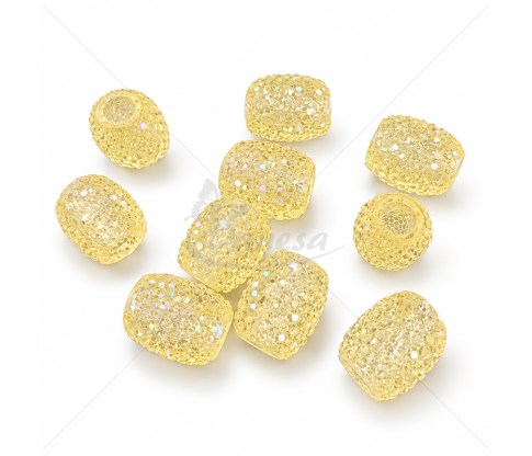 Transparent Yellow Plastic Beads with Large Hole, 13 × 15 mm