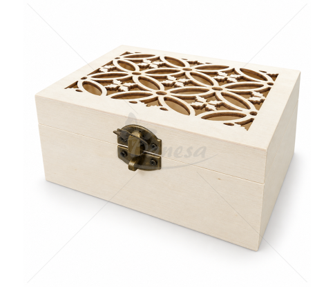 Decorative Wooden Box with Cut-Out Lid