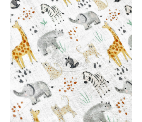Muslin fabric with pattern “African animals"