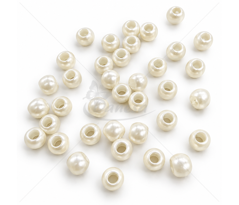 Plastic Charm Beads with Pearl Luster, 8 mm