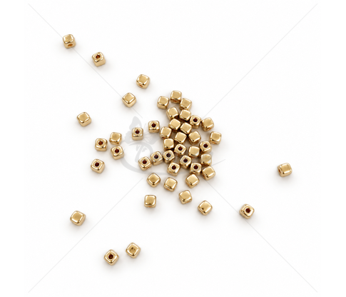 Cube-Shaped Metallic Plastic Beads 4 × 4 mm – 10 g