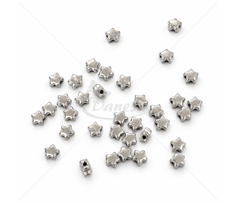 Star-Shaped Metallic Plastic Beads 6 × 6 mm – 10 g