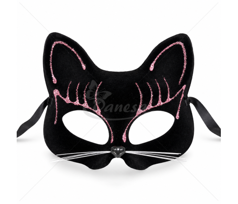 Black Cat-Shaped Mask with Glitter
