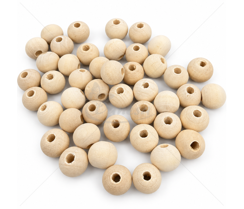 Natural Unpainted Wooden Beads 12 mm – 50 pcs