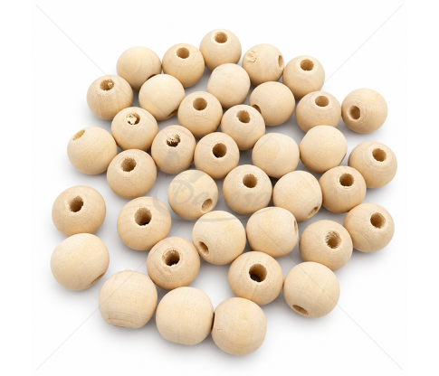 Natural Wooden Beads with Large Hole 14 mm – 40 pcs