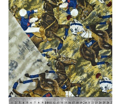 Natural silk in coupons, "Horses", multicolor