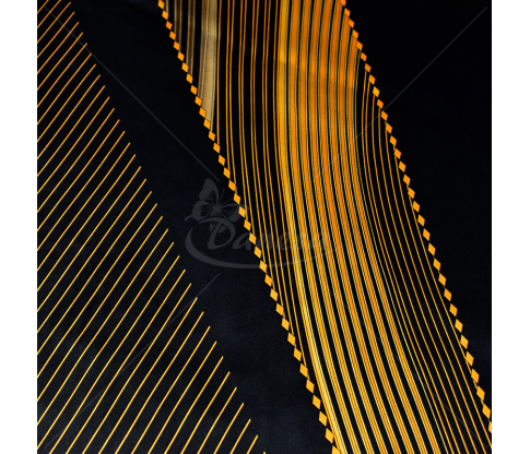 Natural silk in coupons, yellow pattern, black color