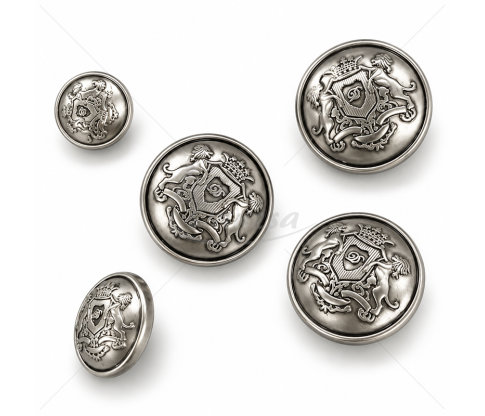 Matte metal button with coat of arms motif, 24L / 36L