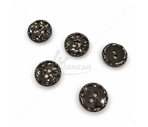 Metal button with textured surface, 18L / 12 mm