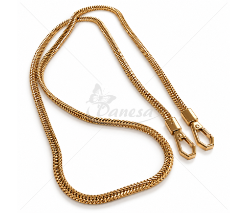 Metal handbag chain with carabiner hooks, 6 mm x 120 cm