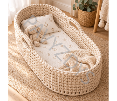 Wooden Base for Crocheted Baby Bassinet, Approx. 78 × 40 cm