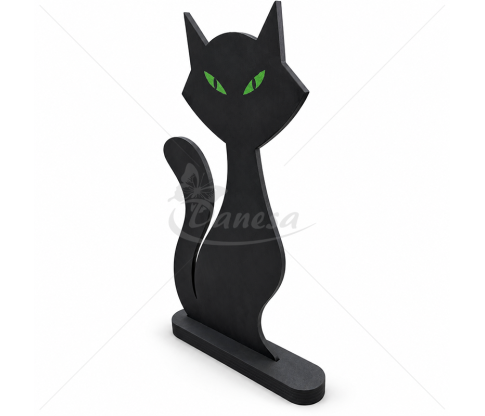 Decorative Black Plywood Cat – 62 cm