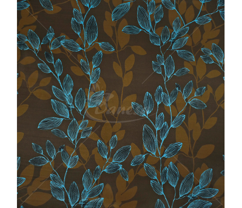 Natural silk, leaf pattern, brown color