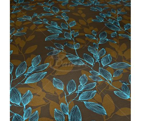 Natural silk, leaf pattern, brown color