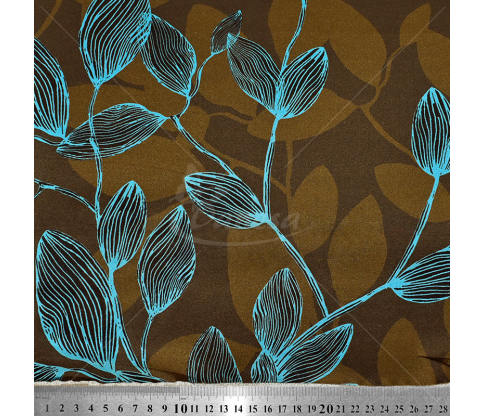 Natural silk, leaf pattern, brown color
