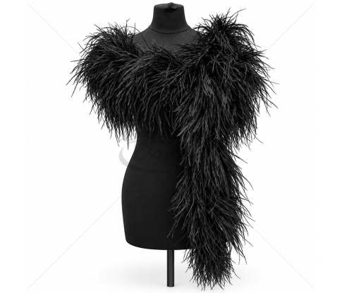 Luxury Natural Ostrich Feather Boa, Black, 1.80 m