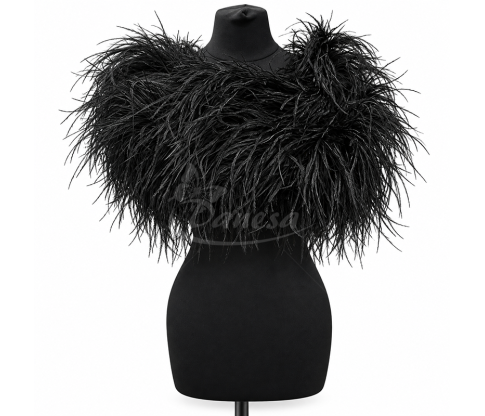Luxury Natural Ostrich Feather Boa, Black, 1.80 m
