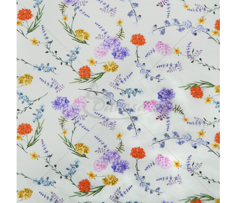 Cotton Fabric, colorful flowers, white color