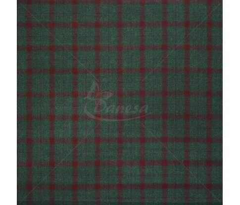 Suit fabric, Virgin Wool, checkered, green and red color