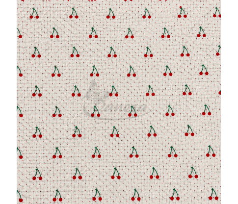 Gauze Fabric with Small Cherries