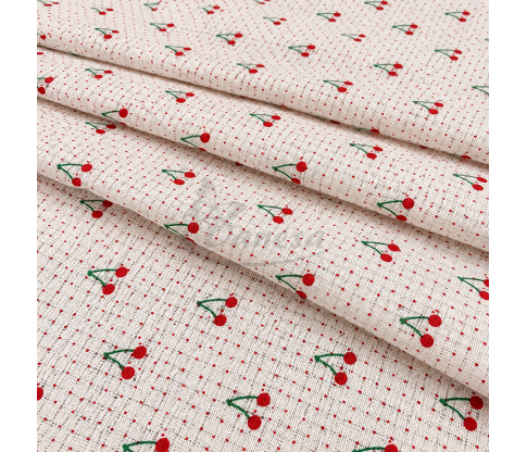 Gauze Fabric with Small Cherries