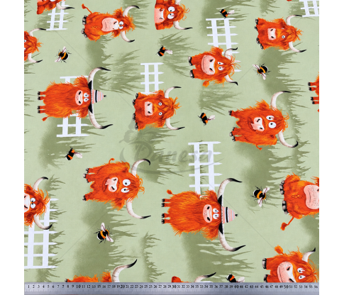 Children’s Cotton Fabric “Highland Cows”