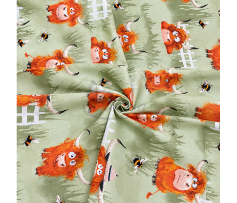 Children’s Cotton Fabric “Highland Cows”