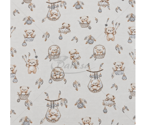 Flannel with teddy bears and dreamcatchers, 160 cm