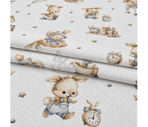 Детская хлопковая ткань для постельного белья с зайчиками