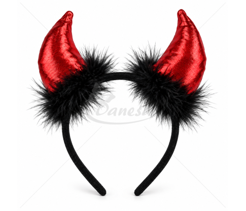 Devil Horns Headband with Feathers